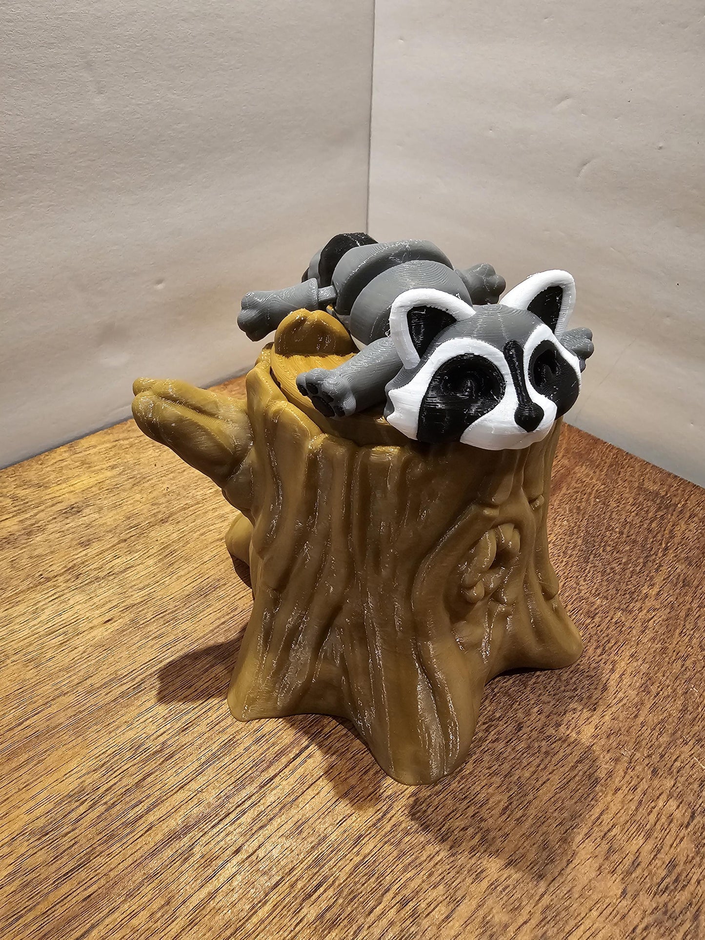 Opossum Raccoon Skunk with Trash Can or Stump