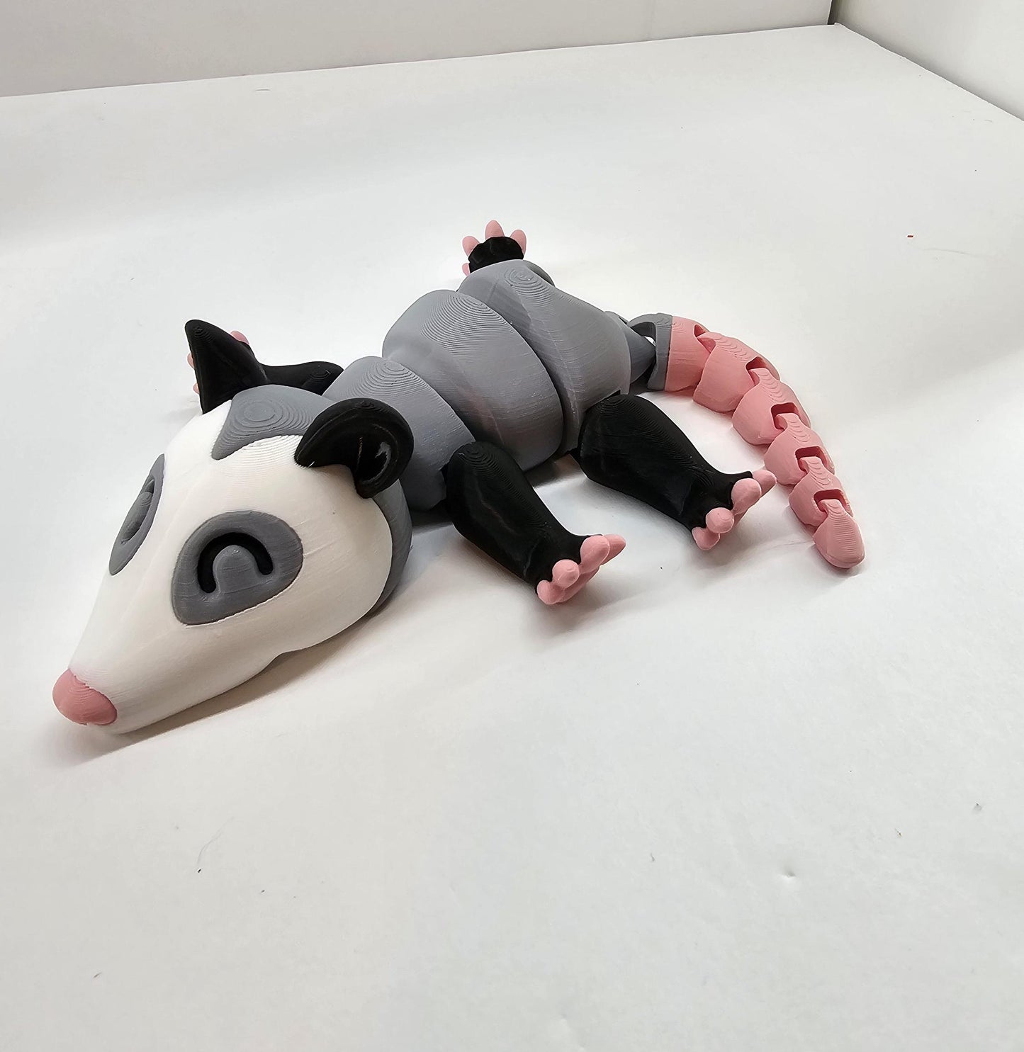 3D Printed Opossum with optional Trash Can or Log/Stump Container