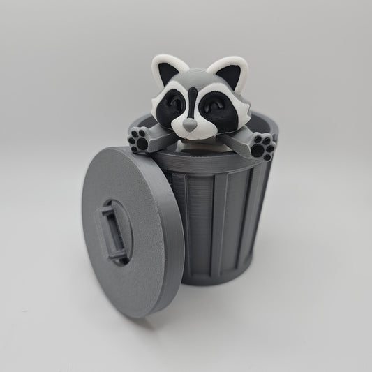 Racoon and Trash Can or Log - Adorable Trash Panda