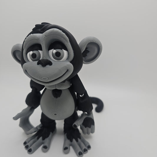 3D Printed Articulated Monkey – Hangs by Hands or Tail – Designed by FrexiFactory