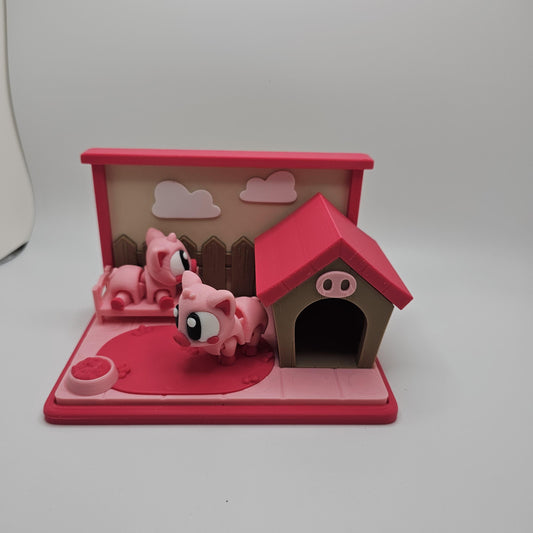 3D Printed Bright-Eyed Piglets & Playset – Farm Animal Set