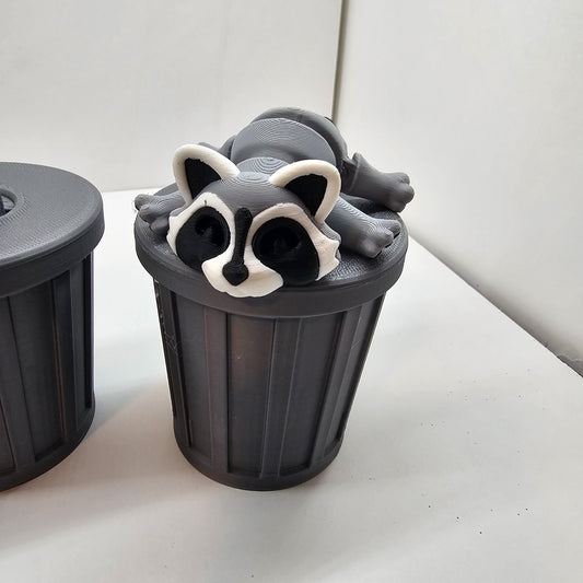 3D Printed Raccoon & Trash Can Set