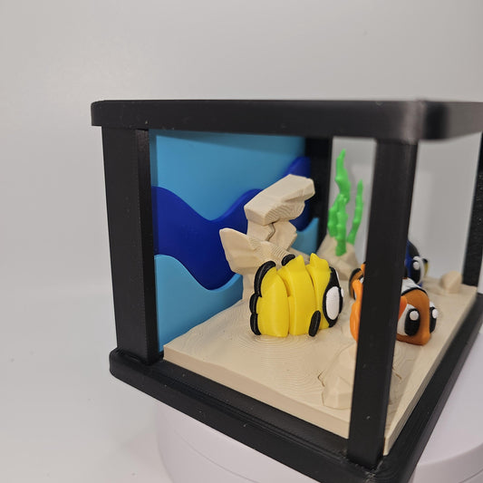 Tropical Fish Tank Display With 3 Fish