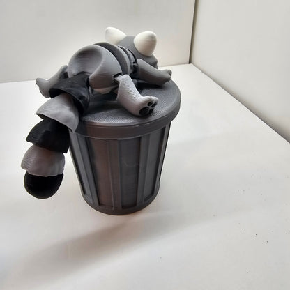 Racoon and Trash Can or Log - Adorable Trash Panda