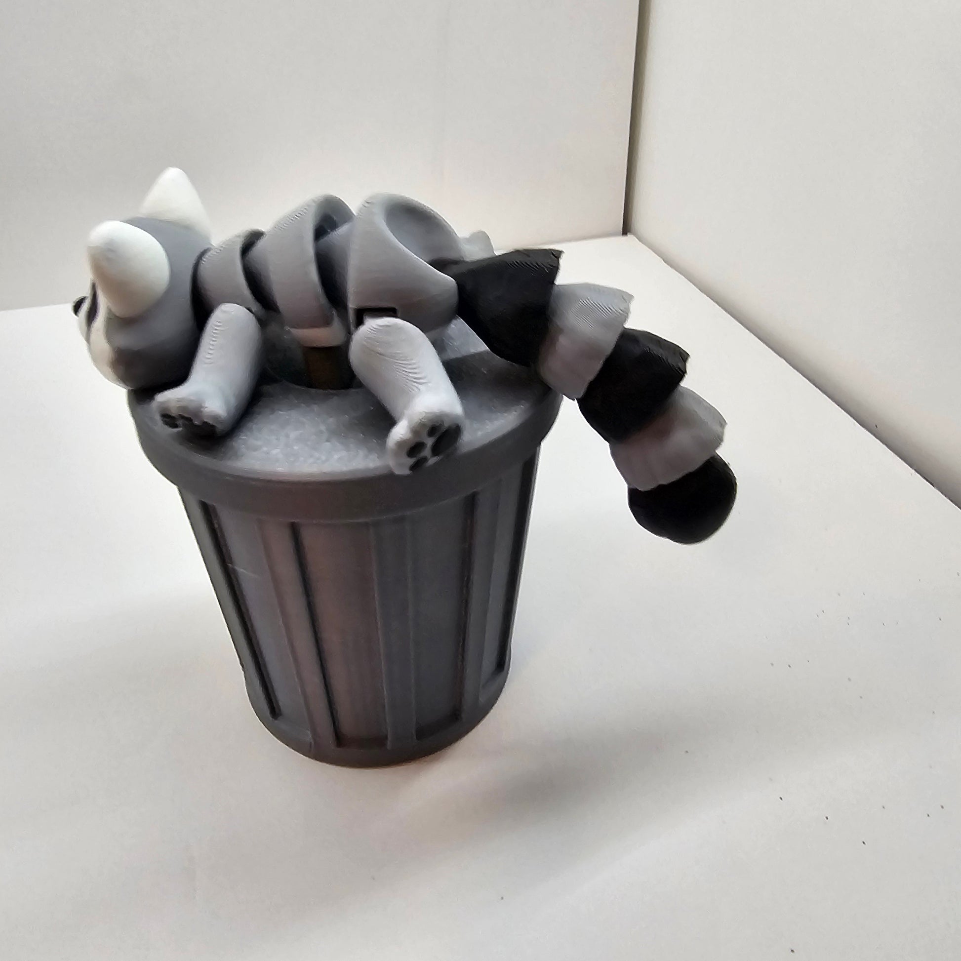 Racoon and Trash Can or Log - Adorable Trash Panda