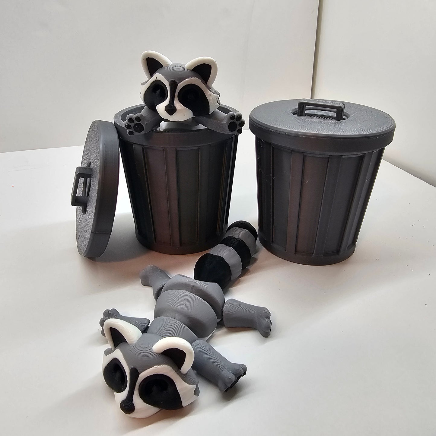 Racoon and Trash Can or Log - Adorable Trash Panda