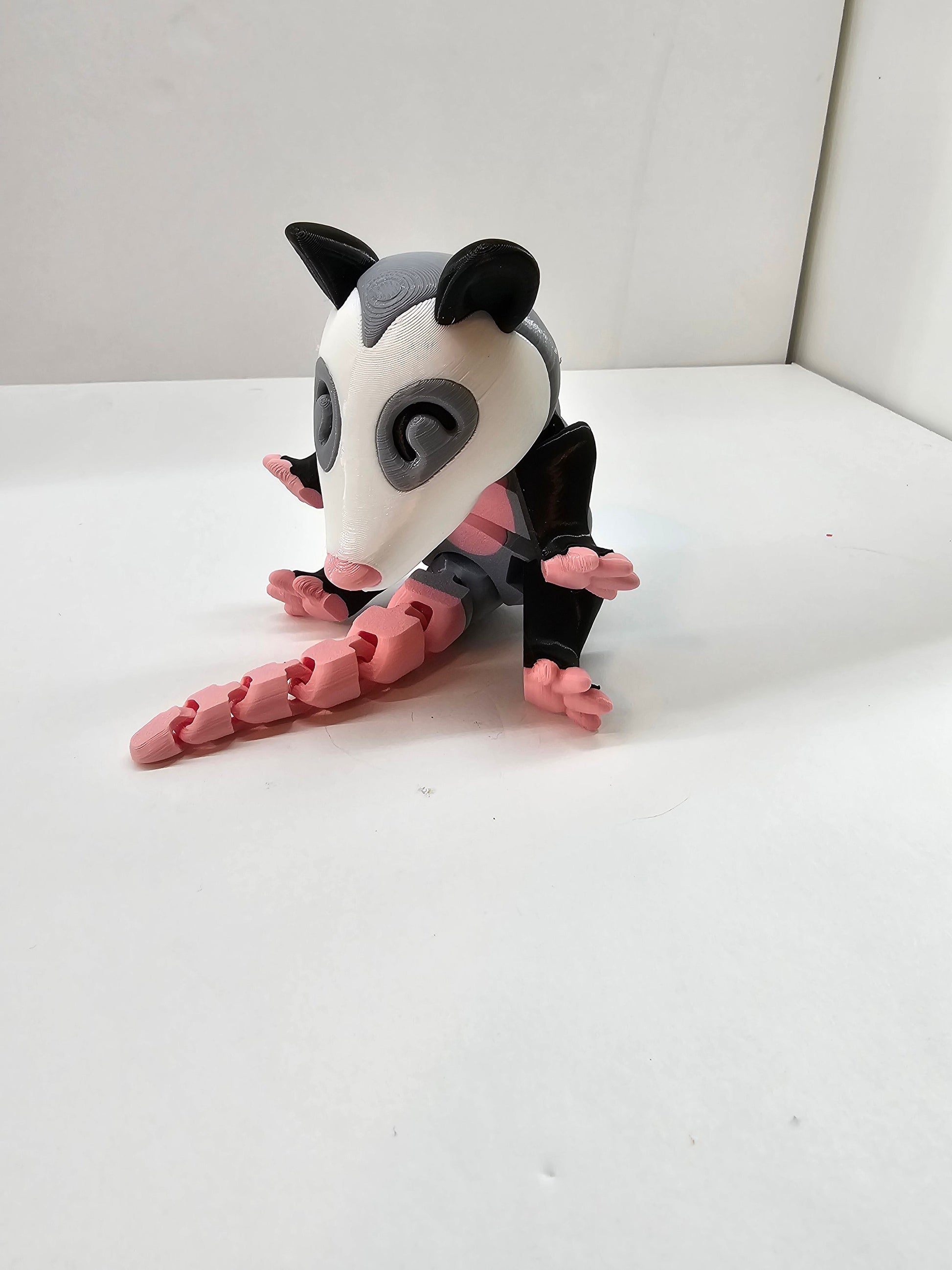 3D Printed Opossum with optional Trash Can or Log/Stump Container