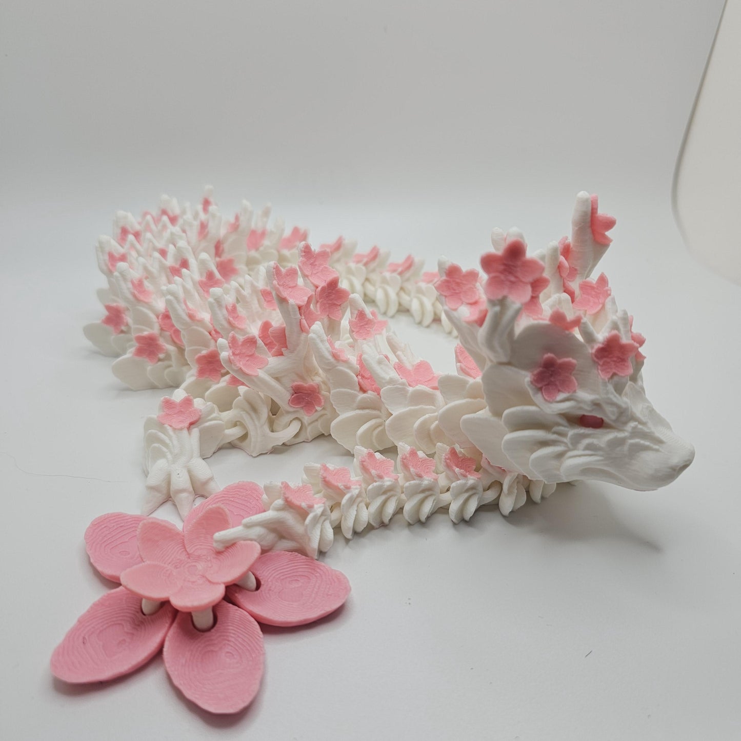 Cherry Blossom Dragon – 3D Printed Articulated Dragon by Cinderwing3D – 23” Long – Customizable Colors