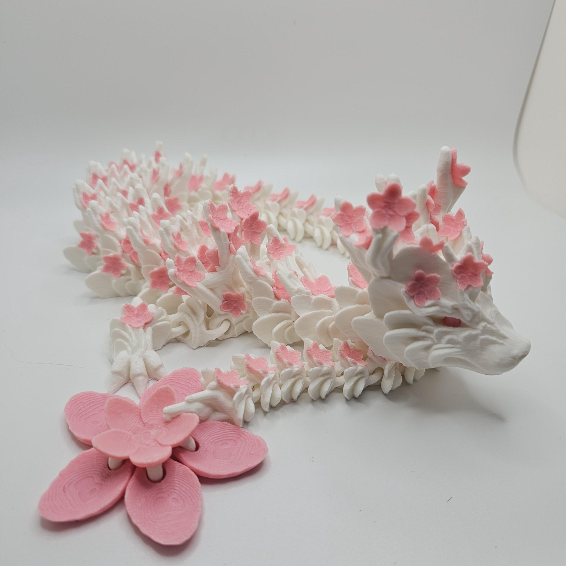 Cherry Blossom Dragon – 3D Printed Articulated Dragon by Cinderwing3D – 23” Long – Customizable Colors