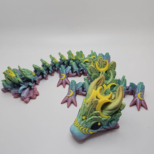 3D Printed Lunar Moon Dragon: Articulated Fantasy Figurine