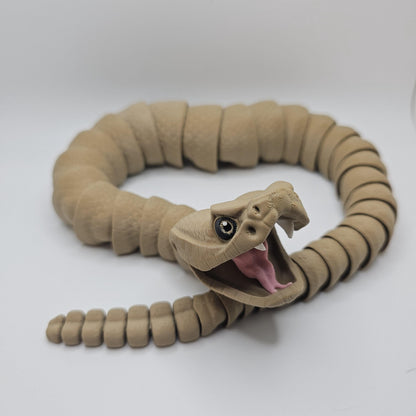 3D Printed Rattlesnake – 24 Inches Long – Articulated with Working Rattle – Custom Colors Available