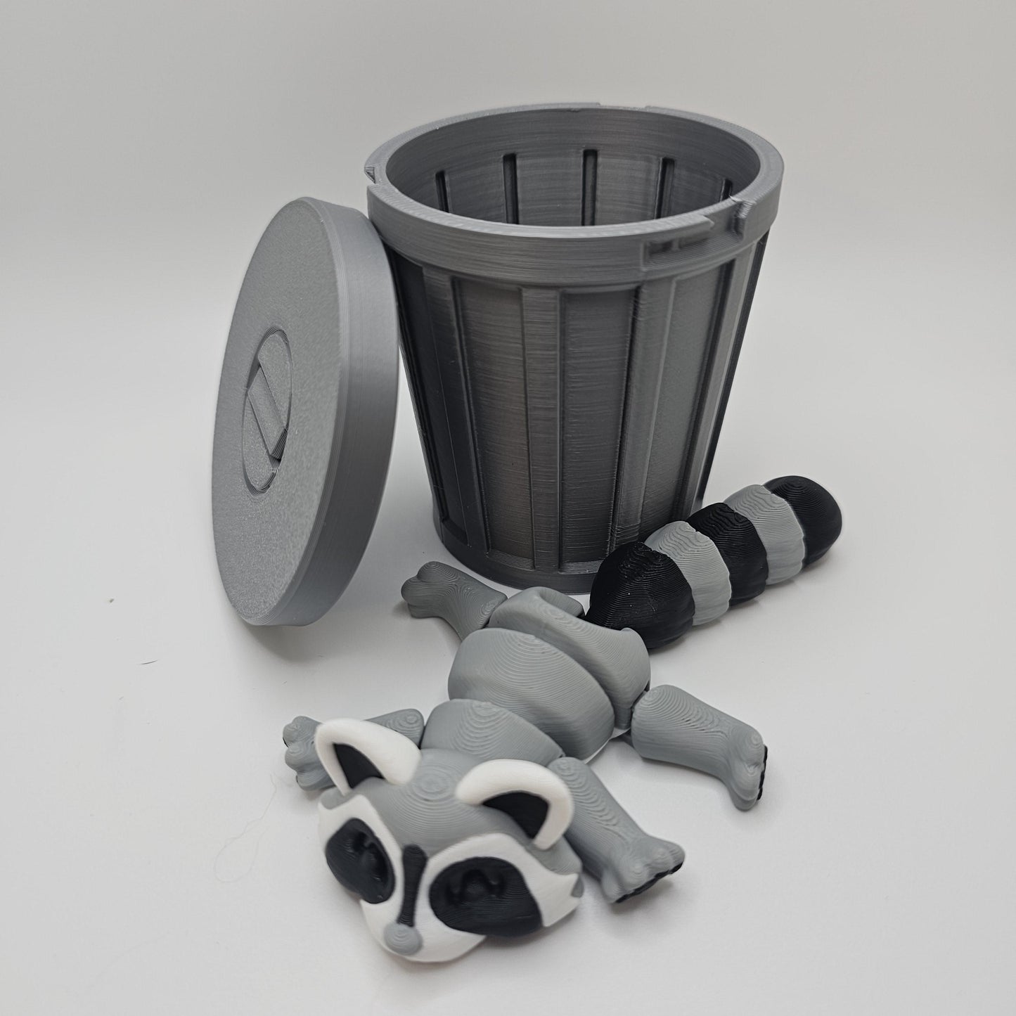 Racoon and Trash Can or Log - Adorable Trash Panda