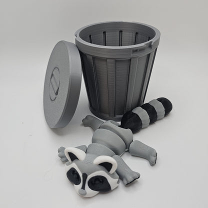 Racoon and Trash Can or Log - Adorable Trash Panda