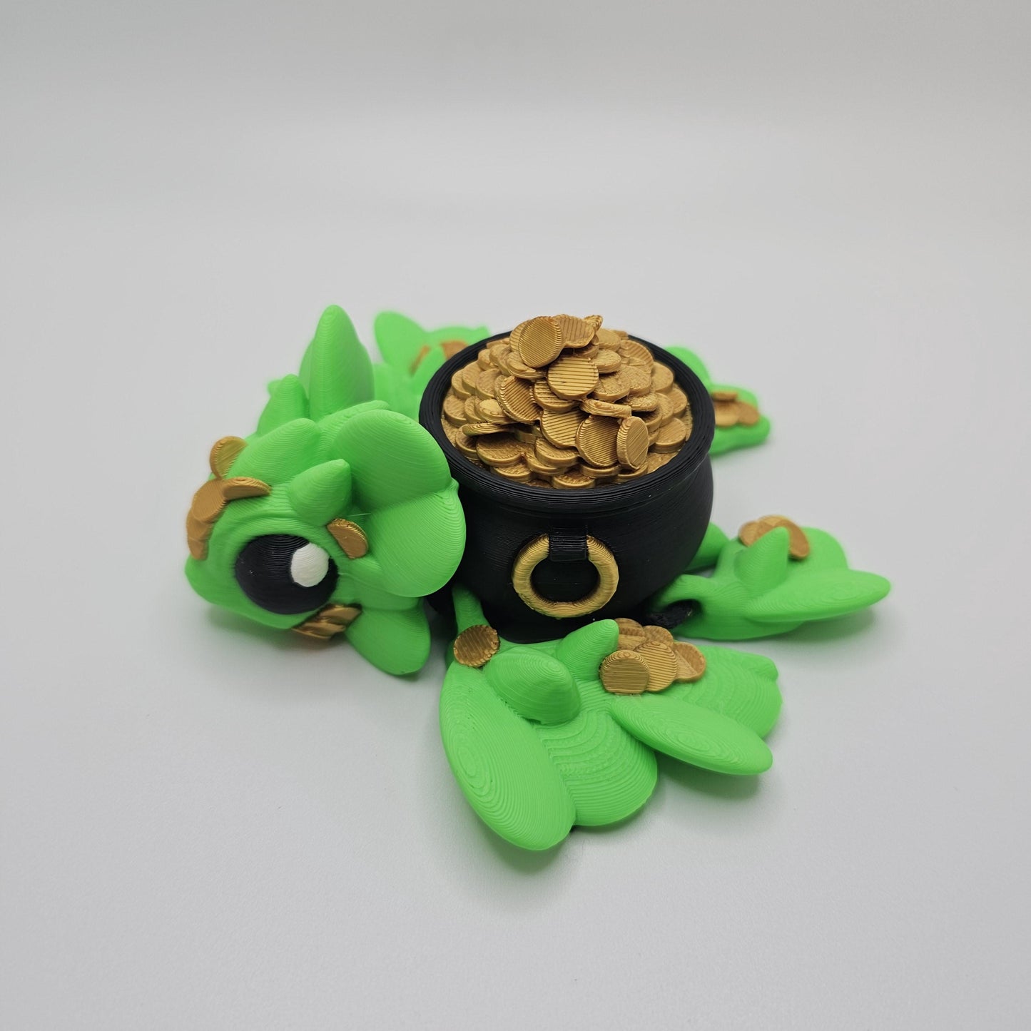 Lucky 3D Printed Turtle with Pot of Gold – St. Patrick’s Day Decor & Gift