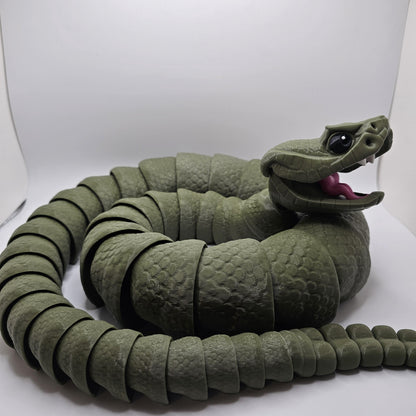 45-Inch Giant 3D-Printed Rattlesnake – Realistic & Flexible with Working Rattle