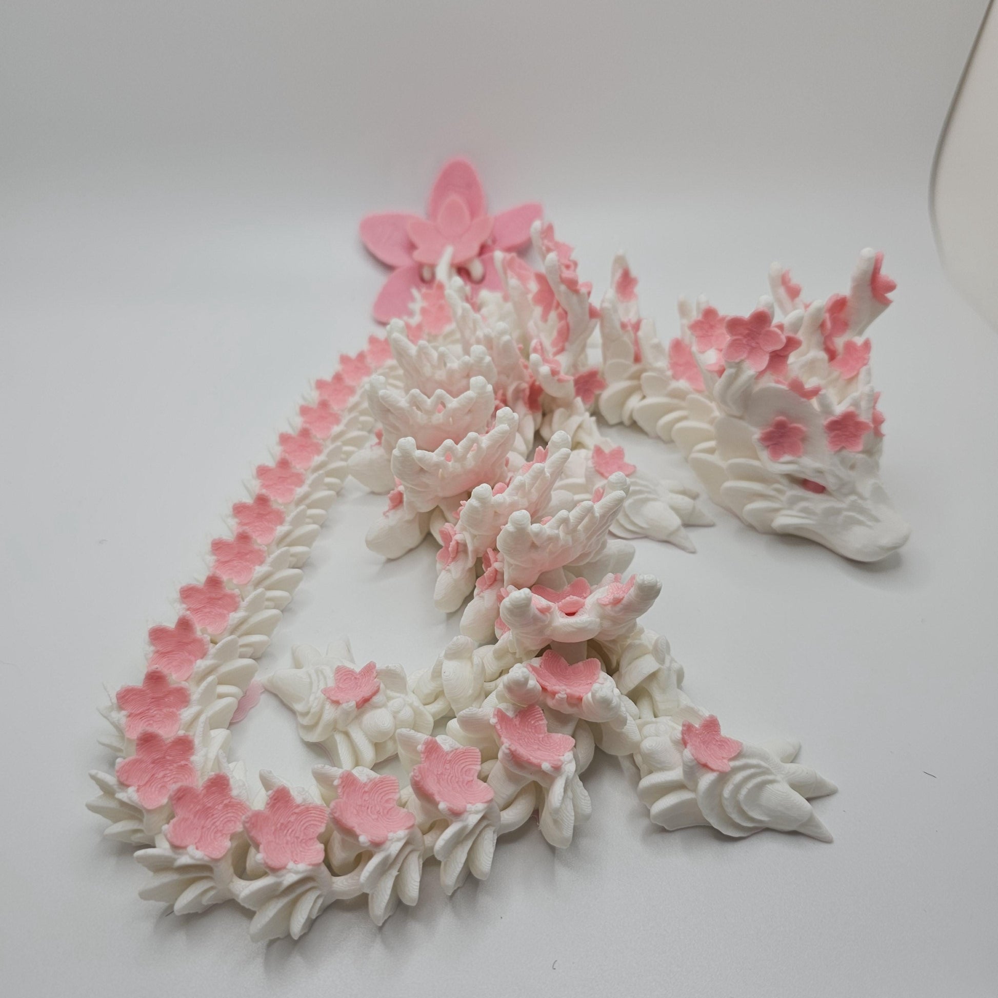 Cherry Blossom Dragon – 3D Printed Articulated Dragon by Cinderwing3D – 23” Long – Customizable Colors