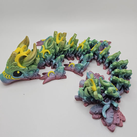 3D Printed Lunar Moon Dragon: Articulated Fantasy Figurine