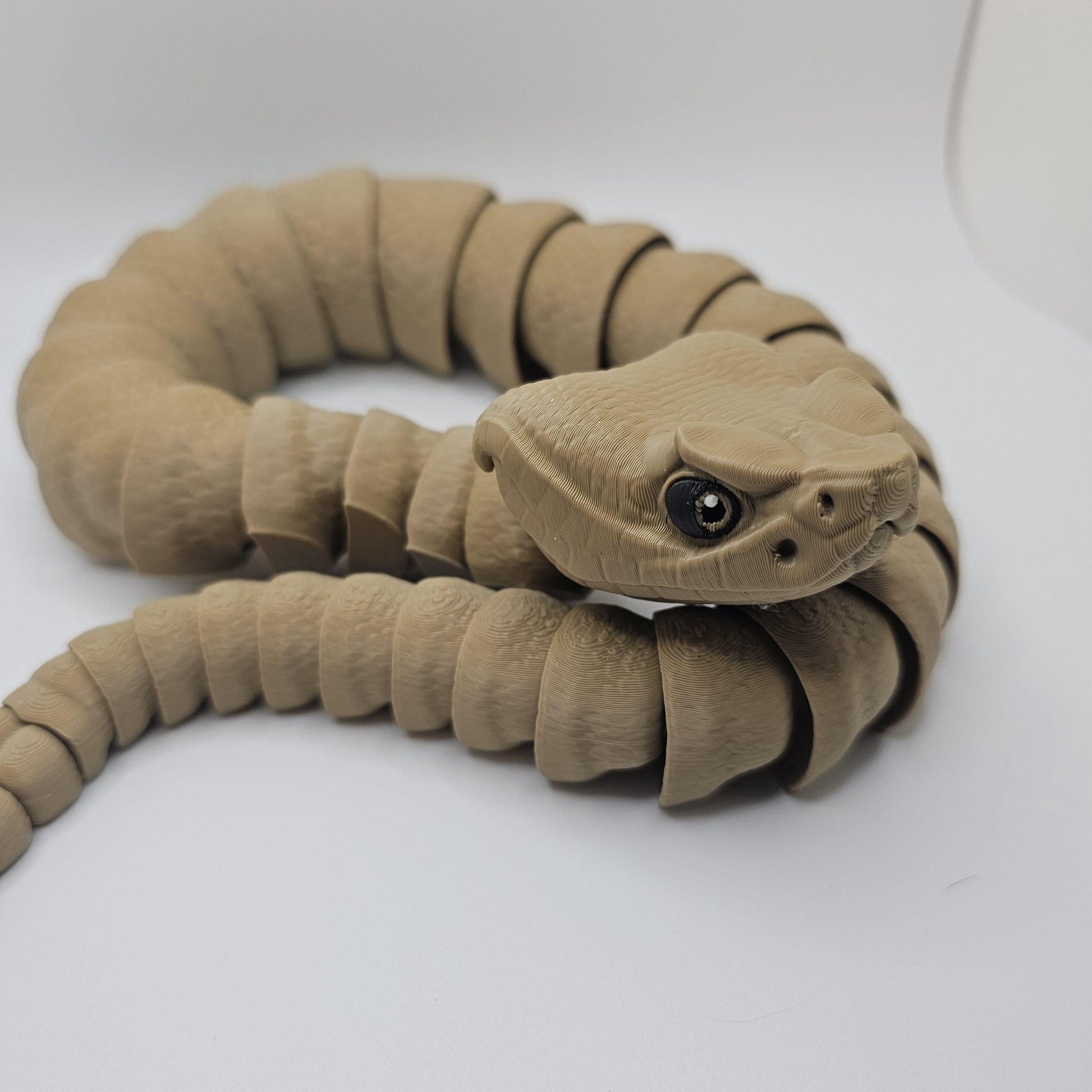 3D Printed Rattlesnake – 24 Inches Long – Articulated with Working Rattle – Custom Colors Available
