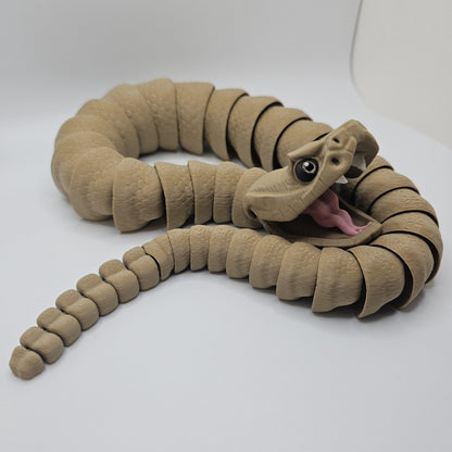 3D Printed Rattlesnake – 24 Inches Long – Articulated with Working Rattle – Custom Colors Available