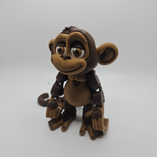 3D Printed Articulated Monkey – Hangs by Hands or Tail – Designed by FrexiFactory