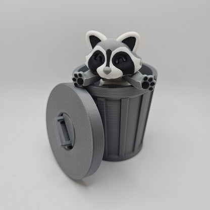 Racoon and Trash Can or Log - Adorable Trash Panda