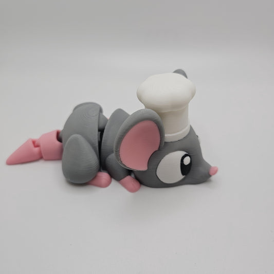 3D Printed Bright-Eyed Chef Mouse Figurine – Multiple Sizes