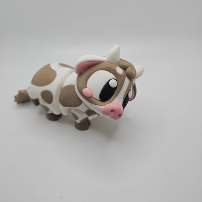 3D Printed Bright-Eyed Cow Figurine – Multiple Sizes & Colors