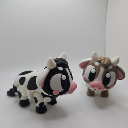 3D Printed Bright-Eyed Cow Figurine – Multiple Sizes & Colors