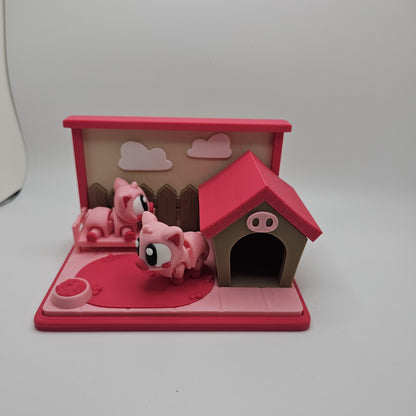 3D Printed Bright-Eyed Piglets & Playset – Farm Animal Set