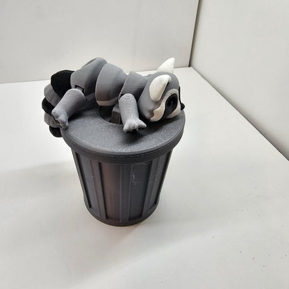 3D Printed Raccoon & Trash Can Set