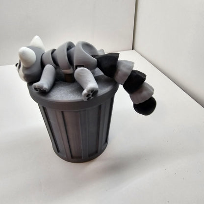 3D Printed Raccoon & Trash Can Set