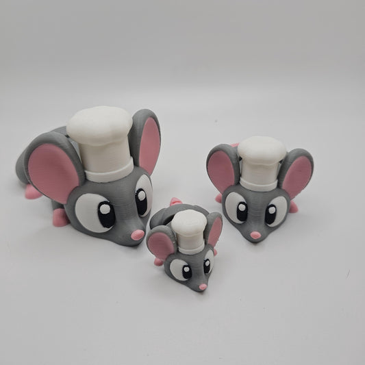 3D Printed Bright-Eyed Chef Mouse Figurine – Multiple Sizes