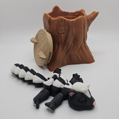 3D Printed Skunk with Optional Tree Stump Container