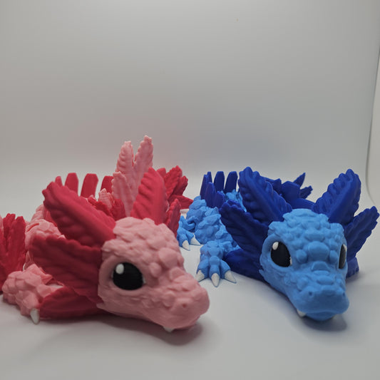 3D Printed Baby Axolotl Dragon – Winged or Wingless