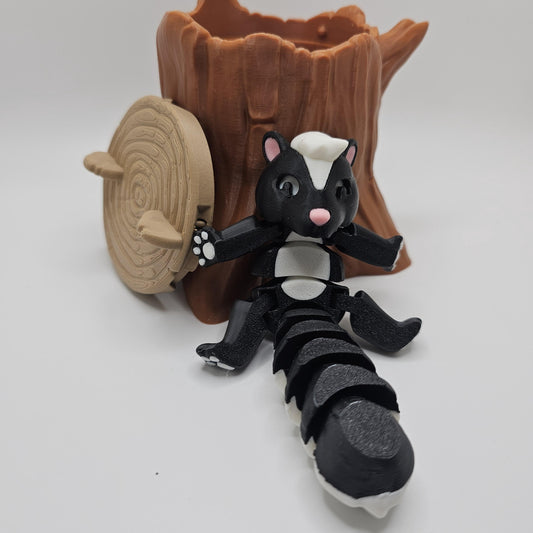 3D Printed Skunk with Optional Tree Stump Container