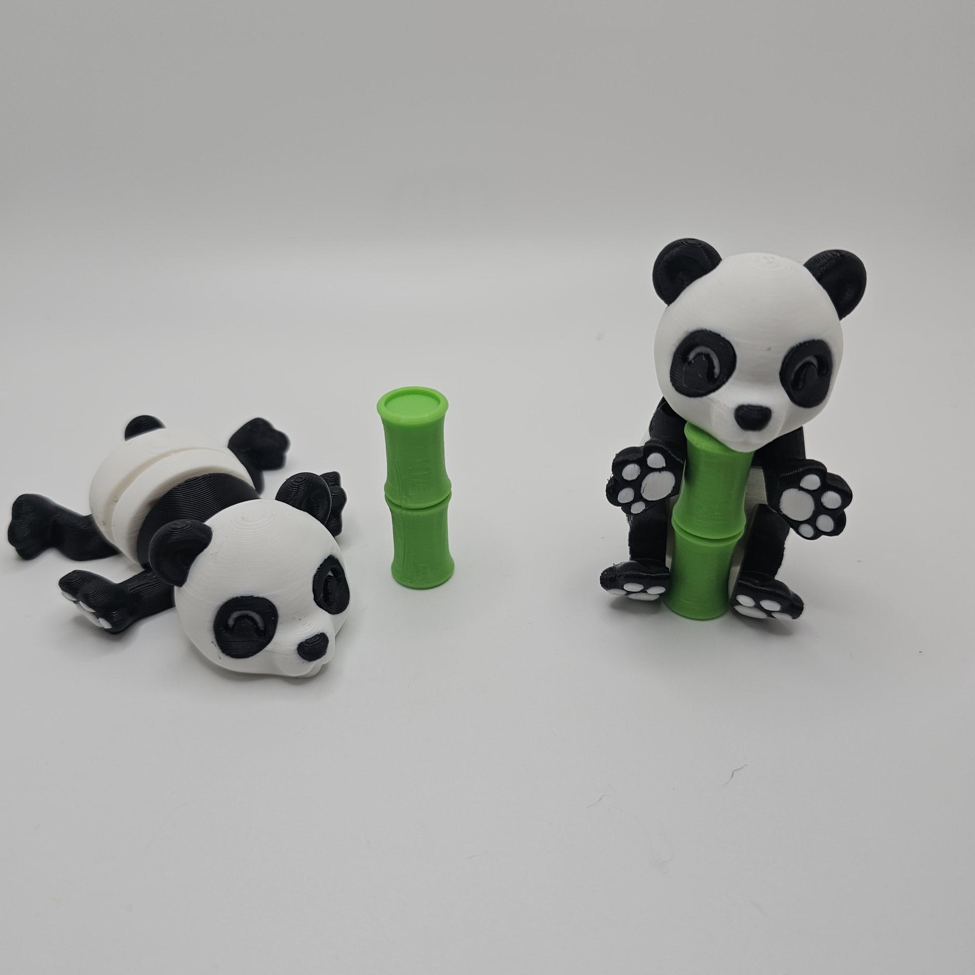 3D Printed Panda Figurine with Bamboo