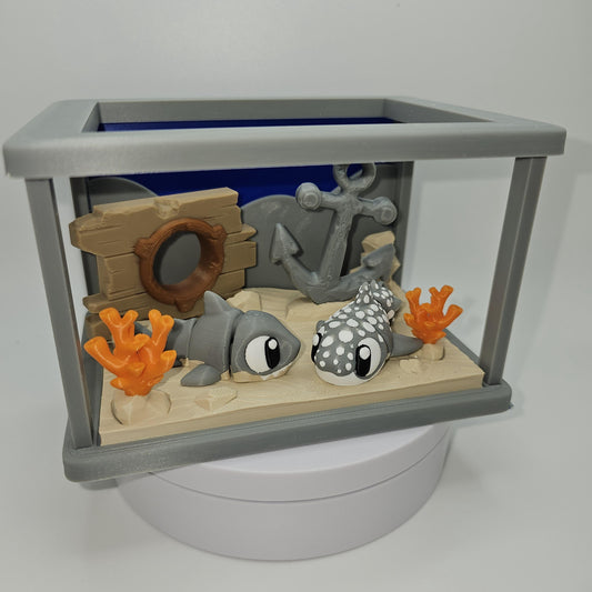 Deep Sea Fish Tank Display With 2 Sharks