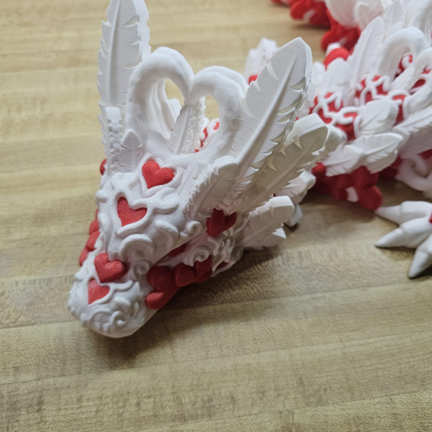 XL Light Heart Feather Dragon Over 4ft Long
