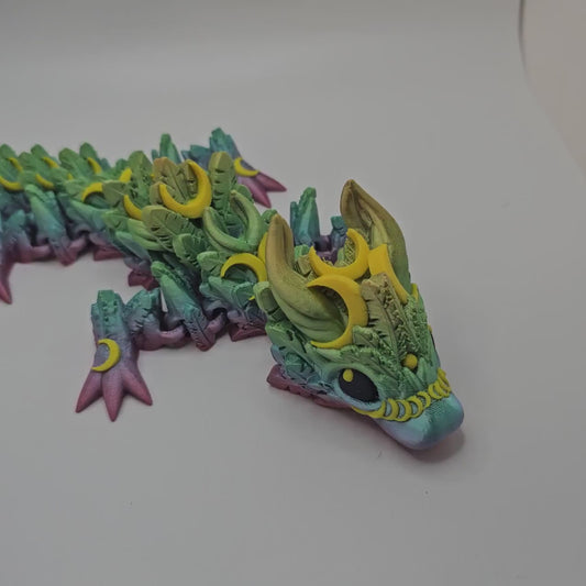 3D Printed Lunar Moon Dragon: Articulated Fantasy Figurine