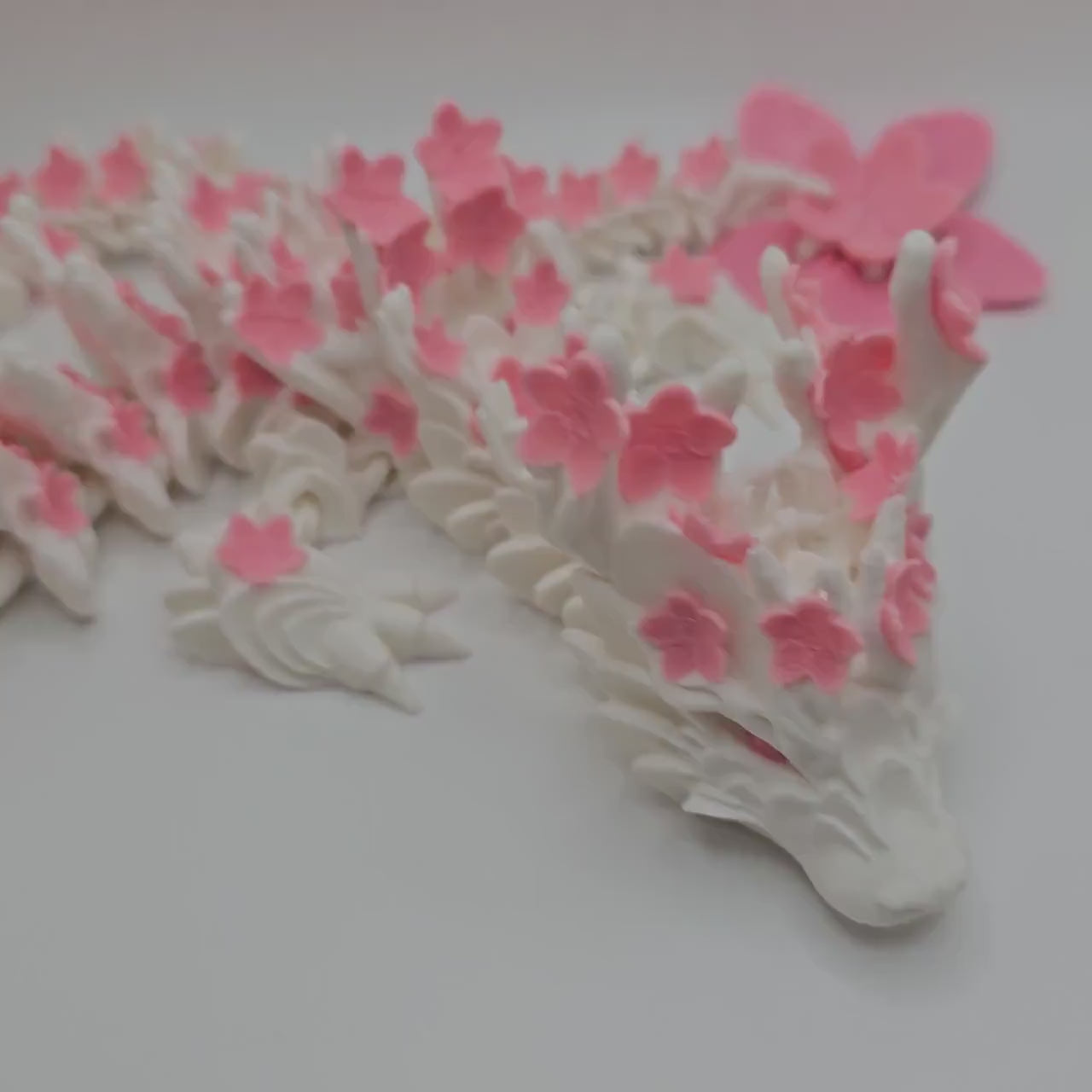 Cherry Blossom Dragon – 3D Printed Articulated Dragon by Cinderwing3D – 23” Long – Customizable Colors