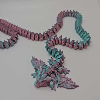 3D Printed Articulated 62" Crystal Dragon  – Designed by Cinderwing3D – Custom Colors